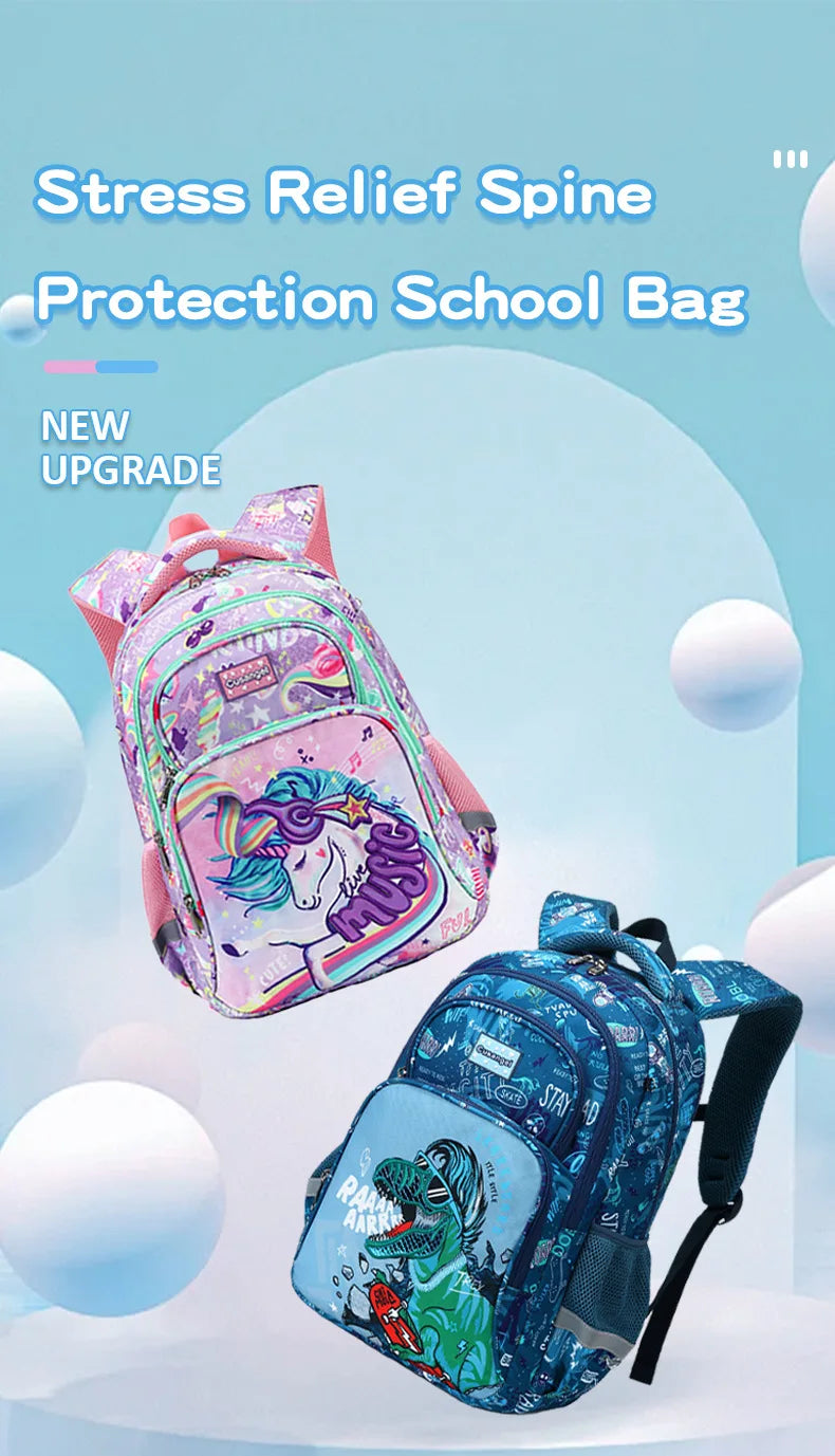 Cartoon Unicorn 3 Piece Set School Bags For Girls Boys Kids Space Backpack Primary School Students Backpack With lunch box