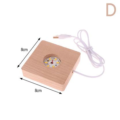1PC Battery Operated 8/10cm Round Wooden LED Light Dispaly Base Stand Holder Table Night Lamp Base Crystal Glass Art Ornaments