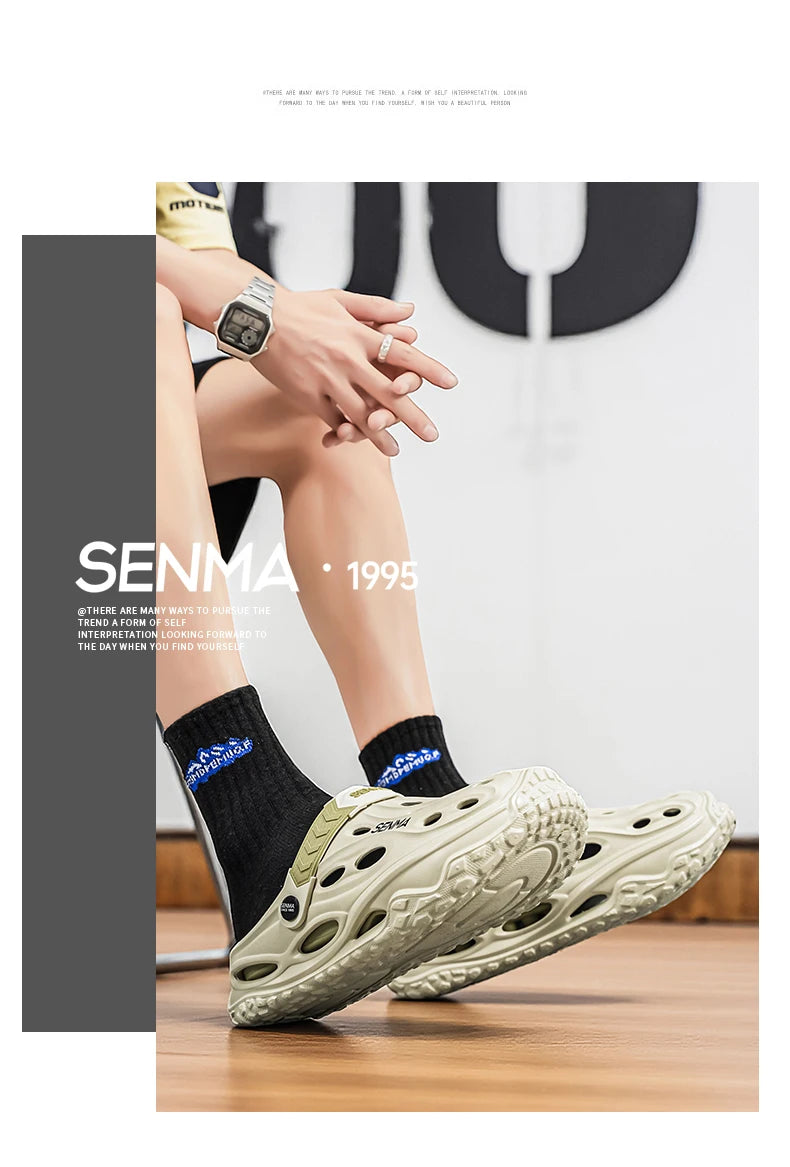 SENMA Summer Men's Thick Bottom Sandals Casual Non-Slip Beach Shoes Comfortable High Elastic EVA Material Men Shoes for Driving