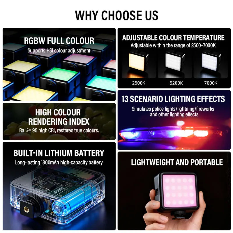 SOONPHO P5 LED RGB Video Light Professional Photographic Lighting 2500K-7000K Bi Color For Photo Studio Portable Lamp