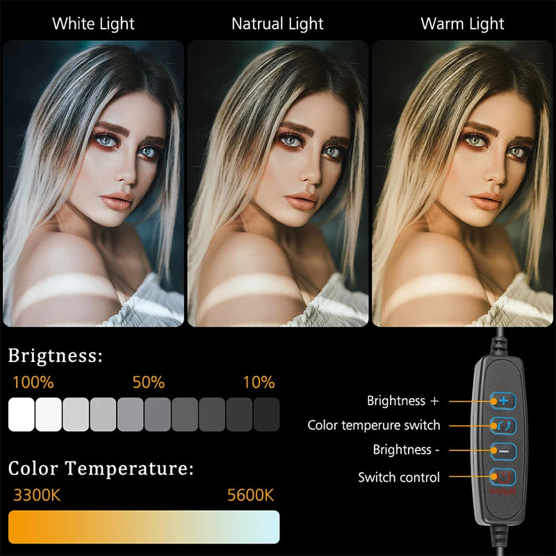 Professional Video Photography  LED light for Selfie Dimmable Video Fill Light for Photo Studio Live Fill Lamp With Tripod Stand