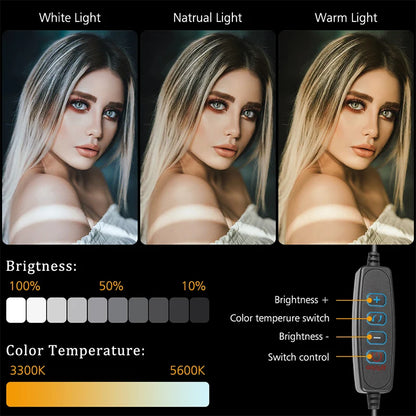 Professional Video Photography  LED light for Selfie Dimmable Video Fill Light for Photo Studio Live Fill Lamp With Tripod Stand
