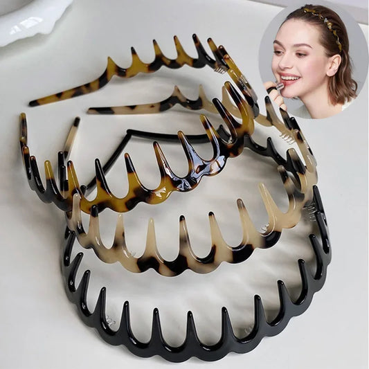 Fashion Wave Headbands for Women Solid Color Toothed Non-slip Hair Bands Girl Face Wash Sports Hairbands Hair Accessories