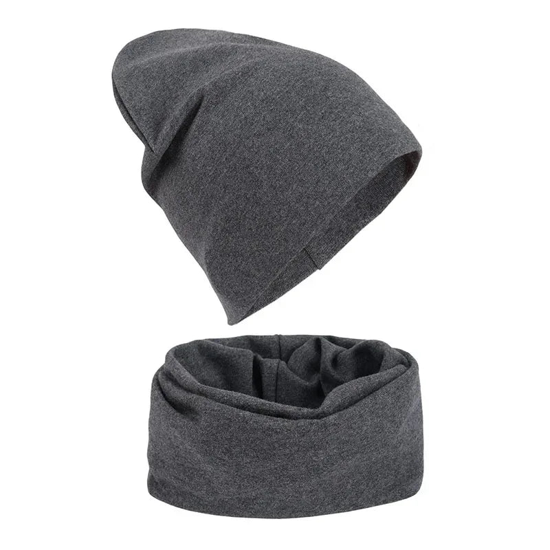 1-14Y Autumn Winter Solid Color Soft Warm Outdoor Activities Cap Scarf for Girls and Boys Infant Hats Set Children Beanies Cap