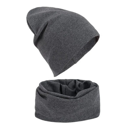 1-14Y Autumn Winter Solid Color Soft Warm Outdoor Activities Cap Scarf for Girls and Boys Infant Hats Set Children Beanies Cap
