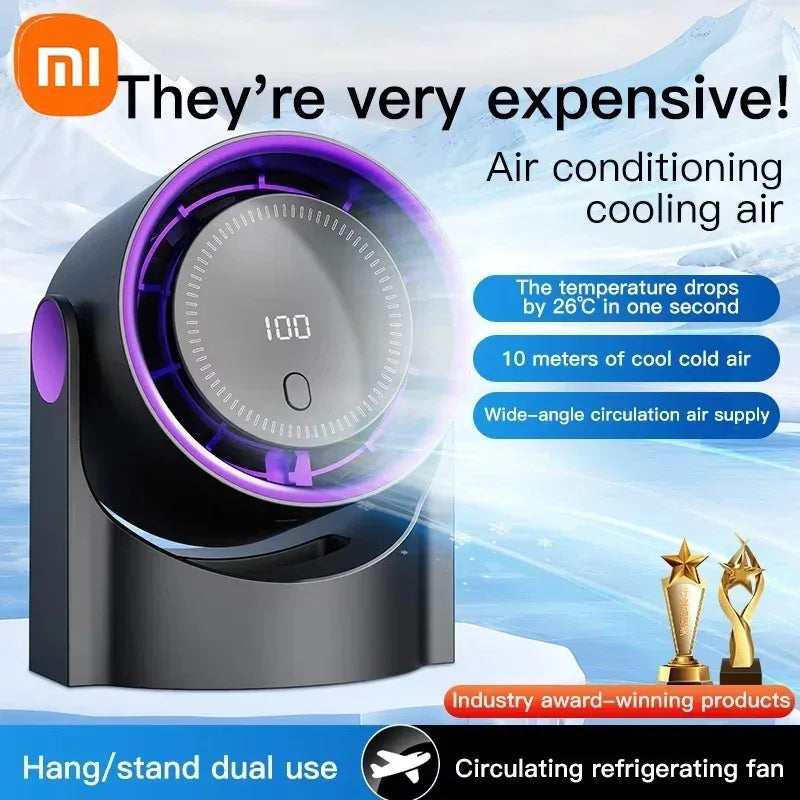 Xiaomi Smart Electric Fan 100 Level Bladeless Fan Portable Small Usb Charge Silent Desktop High-speed Circulating Cooling Fan