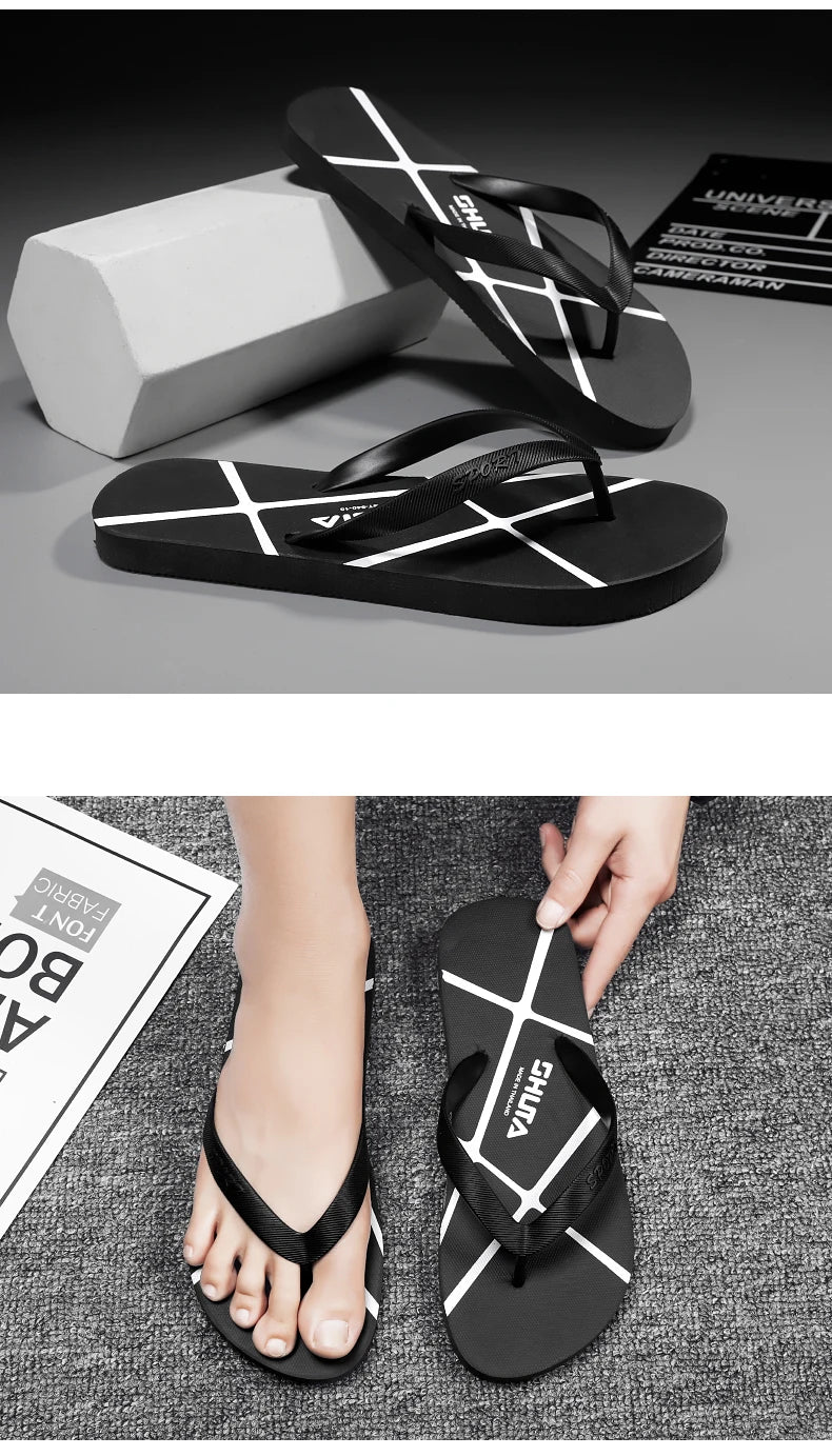 Men's Summer Flip Flop Fashionable Outdoor Slippers Casual Vacation Beach Shoes Indoor Bathroom Non-slip Flip-flops Sandals