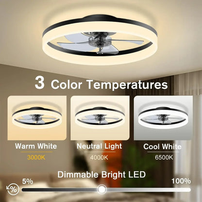 Modern Smart Fan With Lights Winter Infinitely Dimmable Summer Reversible Dual Modes For Living room Bedroom Kitchen
