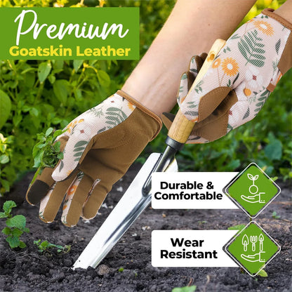 Vilico ladies' gardening gloves, breathable ladies' leather garden garden gloves, the best gift for gardeners