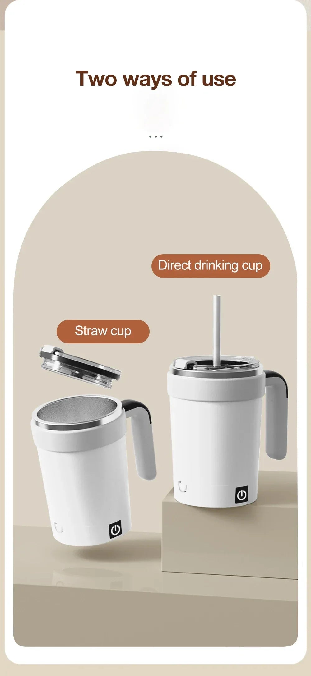 380ML Automatic Magnetic Stirring Mug with Straw & Lid Stainless Steel Waterproof USB Electric Mixing Coffee Mug 2025 New