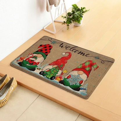VIKAMA Merry Christmas Welcome Doormat Winter Non-Slip Rubber Backed Floor Mat for Home Indoor Outdoor Entrance Decoration