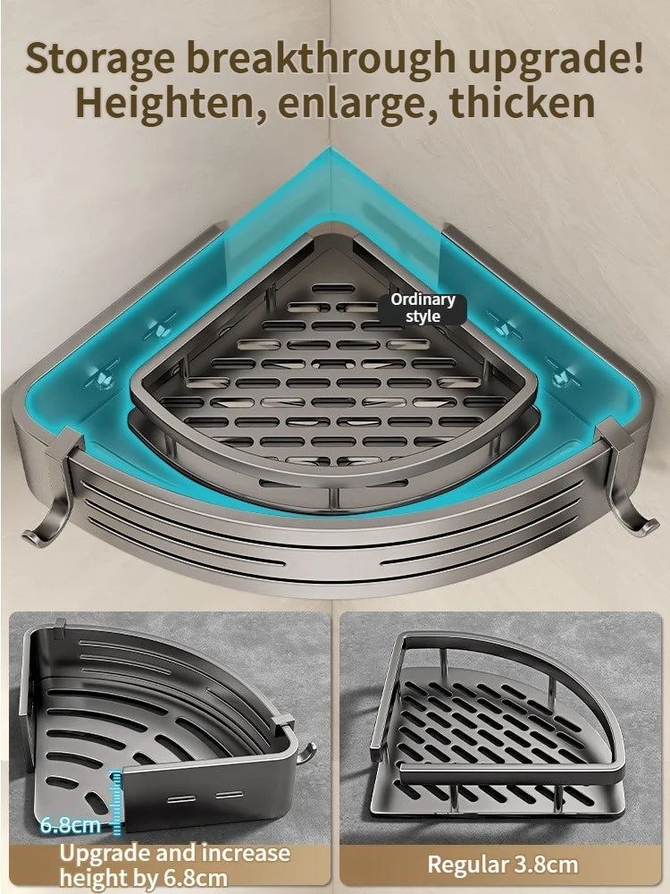 No Need To Drill Walls for Installation Aluminum Bathroom Shelf Shelves Shampoo Rack Storage Holder Kitchen Organizer Wall Rack