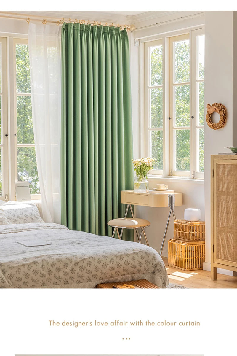 French Cream Style Bay Window Drape Bedroom Thick Full Blackout Curtain Hotel Soundproof Drapes Large Area Living Room Curtains