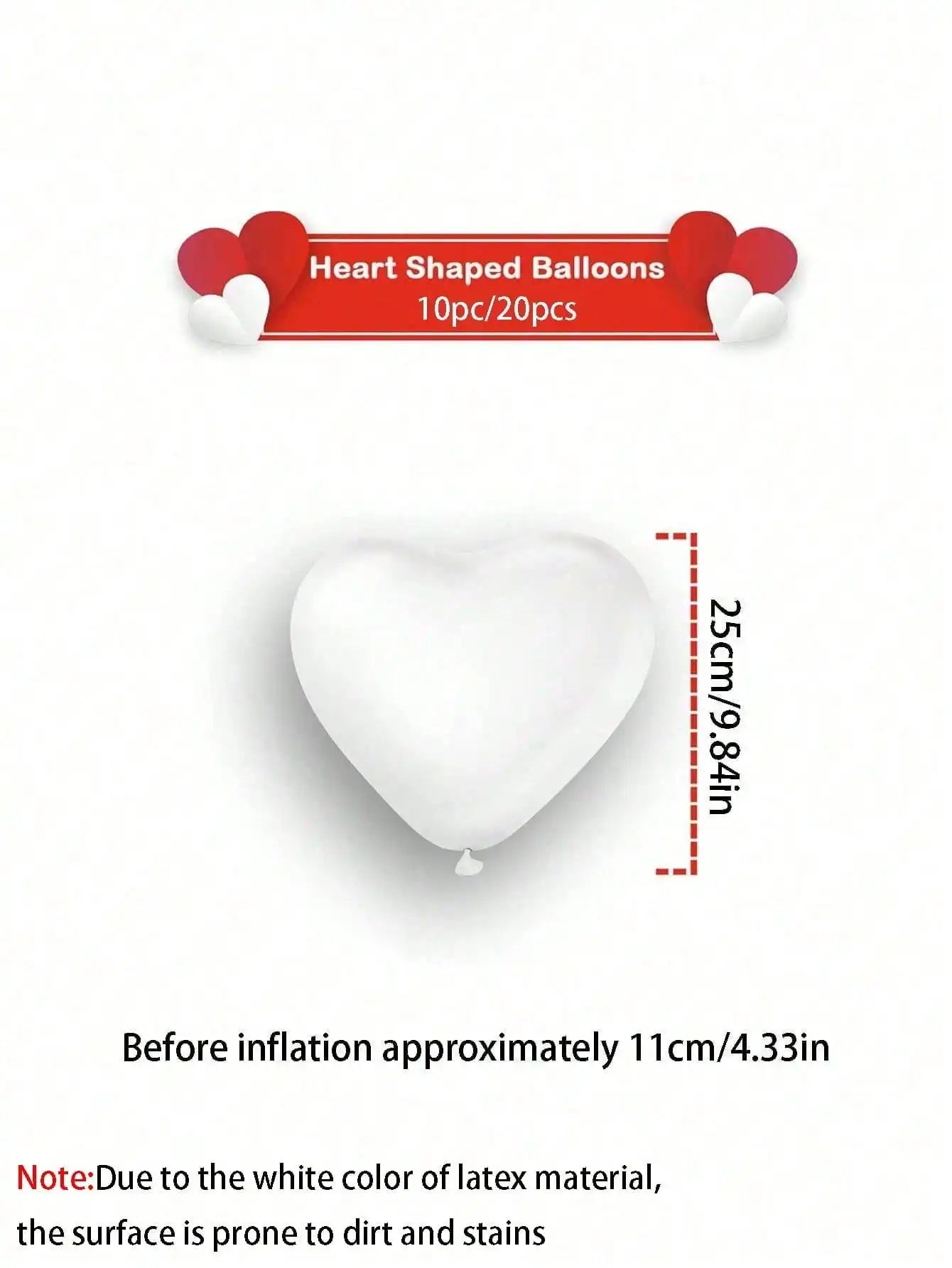10/20Pcs Heart Shaped Balloons Red Pink Black Latex Balloon for DIY Valentine's Day Engagement Wedding Party Anniversary Decor