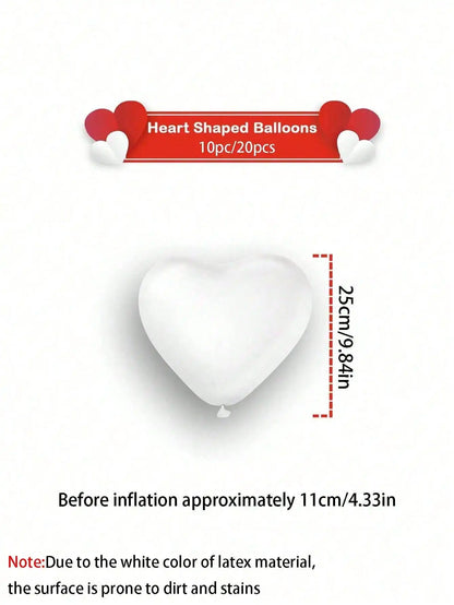 10/20Pcs Heart Shaped Balloons Red Pink Black Latex Balloon for DIY Valentine's Day Engagement Wedding Party Anniversary Decor
