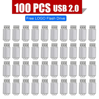 100PCS USB 2.0 Pendrive 128GB 64GB 32GB 16GB 8GB USB Flash Drive 4GB 2GB Free Laser Logo 2.0 USB Flash Drive Stick Best Gift
