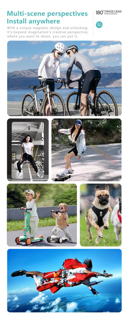 2.7K 180° Rotatable Wifi Outdoor Sports Camera 1.4Inch Screen Thumb Action Cam Motorcycle Road Sport Magnetic Attraction Bracket