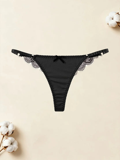 4-piece French sexy lace bow seamless women's thong comfortable soft sports yoga women's underwear