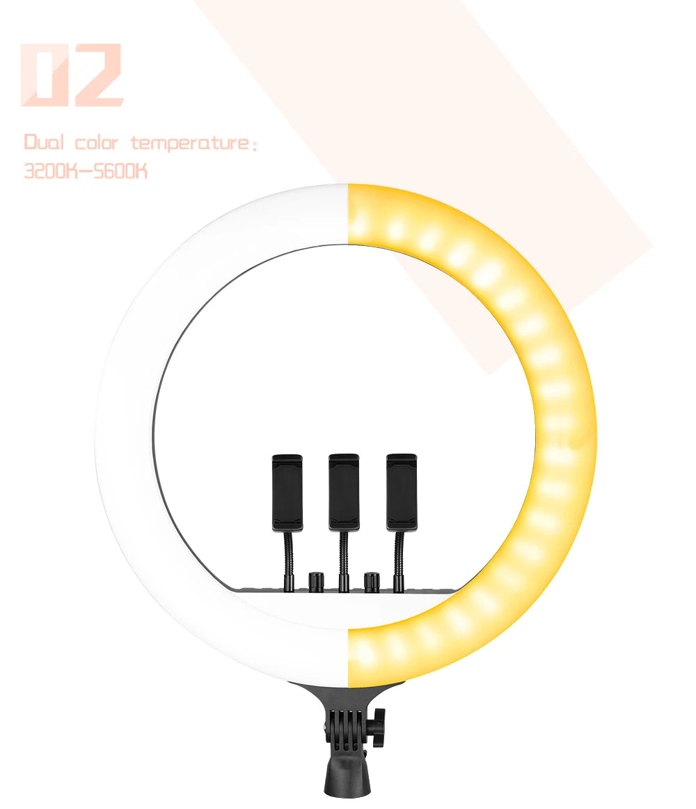 SH Ring Light 18inch Kit 36W 6500K Professional LED Control Stand Phone Holder Tube  Bag for Tattoo Lash Extension Barber Light