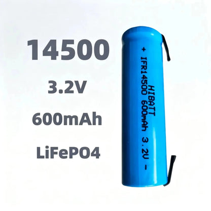 10PCS 14500 LiFePO4 Battery 3.2V 600mAh with solder tabs for Shaver Weight scale Doorbell Mite removal device Microphone Toy