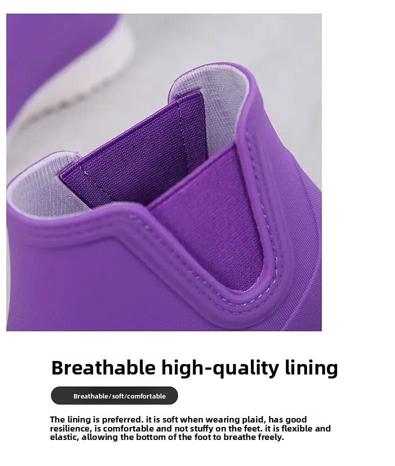 Fashionable Winter Short Ankle Women's Rain Boots Waterproof Slip Resistant Car Wash Shoes Adult Fleece Lined PVC Ladies Footwea