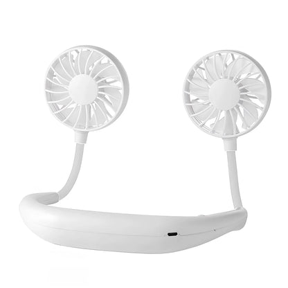 USB Rechargeable Mini Sports 3-Speed Adjustable Neck Dual Fan Home OfficeOutdoor Travel Portable Hanging Neck Fan