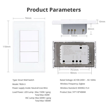 Zemismart Zigbee Interrupter 1 2 3 4 6 Gangs Light Switch Brazilian Wall switches Work with Tuya Smart Life Alexa Google Home
