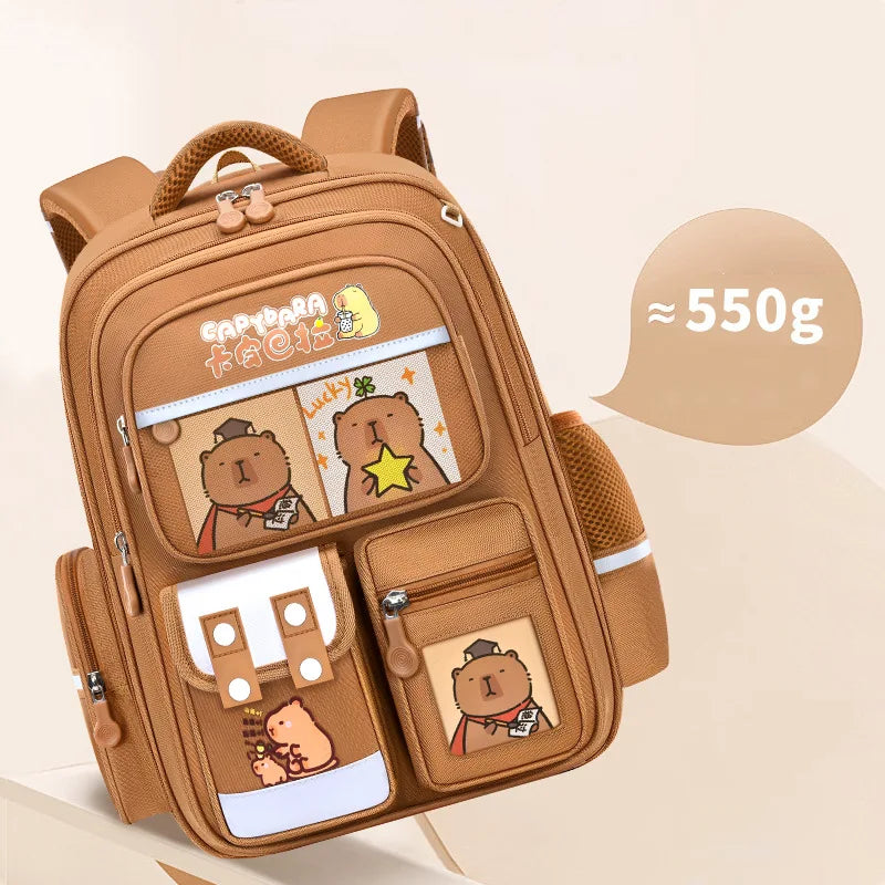 Capybara School Bags for Boys Girls Primary Schoolbag Cartoon School Backpack Set Rucksack Bagpack Kids Cute Children Book Bags