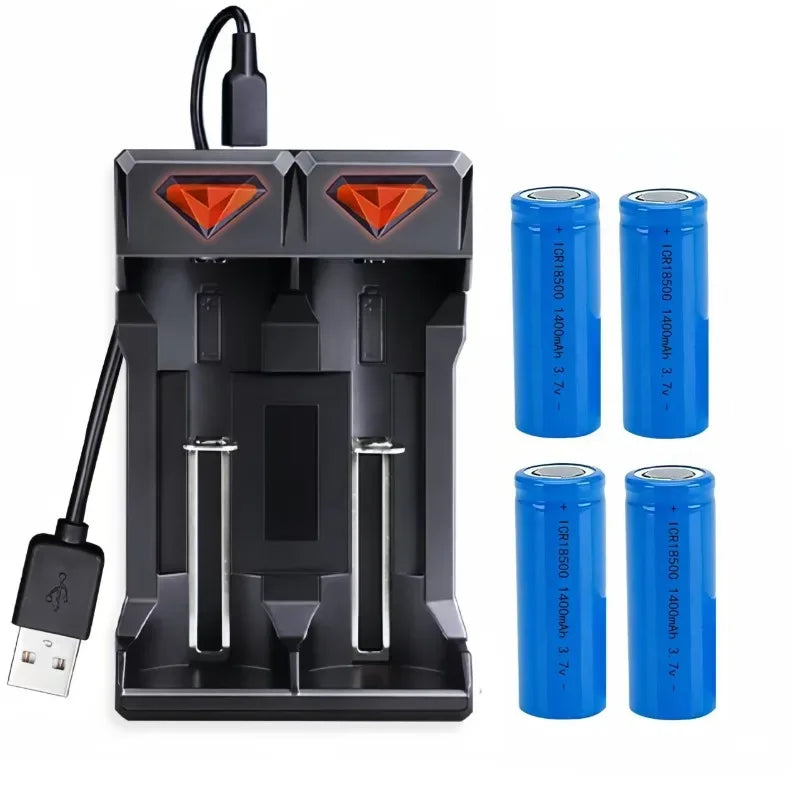 3.7V 18500 rechargeable lithium battery 1400mAh rechargeable battery flashlight strong lighting power tool battery
