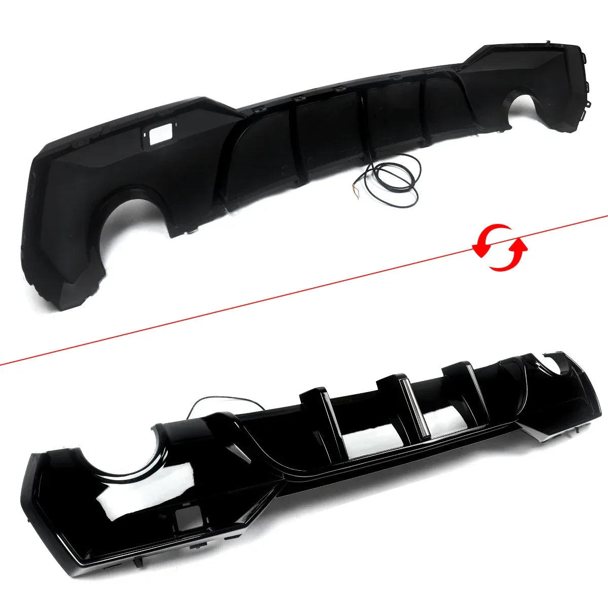 Magickit Rear Diffuser For BMW G22 G23 420i 430i 440i M Sport w/ LED 2020+ Carbon Look Rear Bumper Diffuser