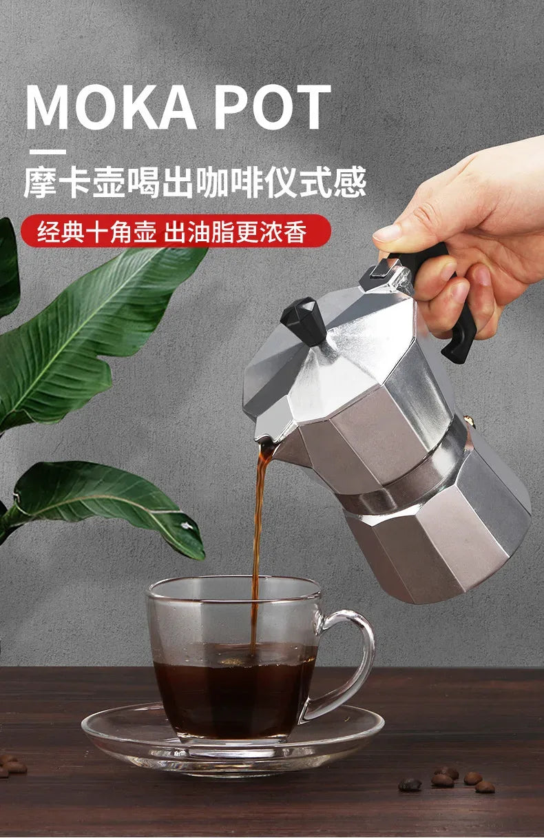 150 300 600 Aluminum Moka Pot with Electric Burner Stove Top Coffee Maker Espresso Percolator Mocha Kettle Heater Home Household