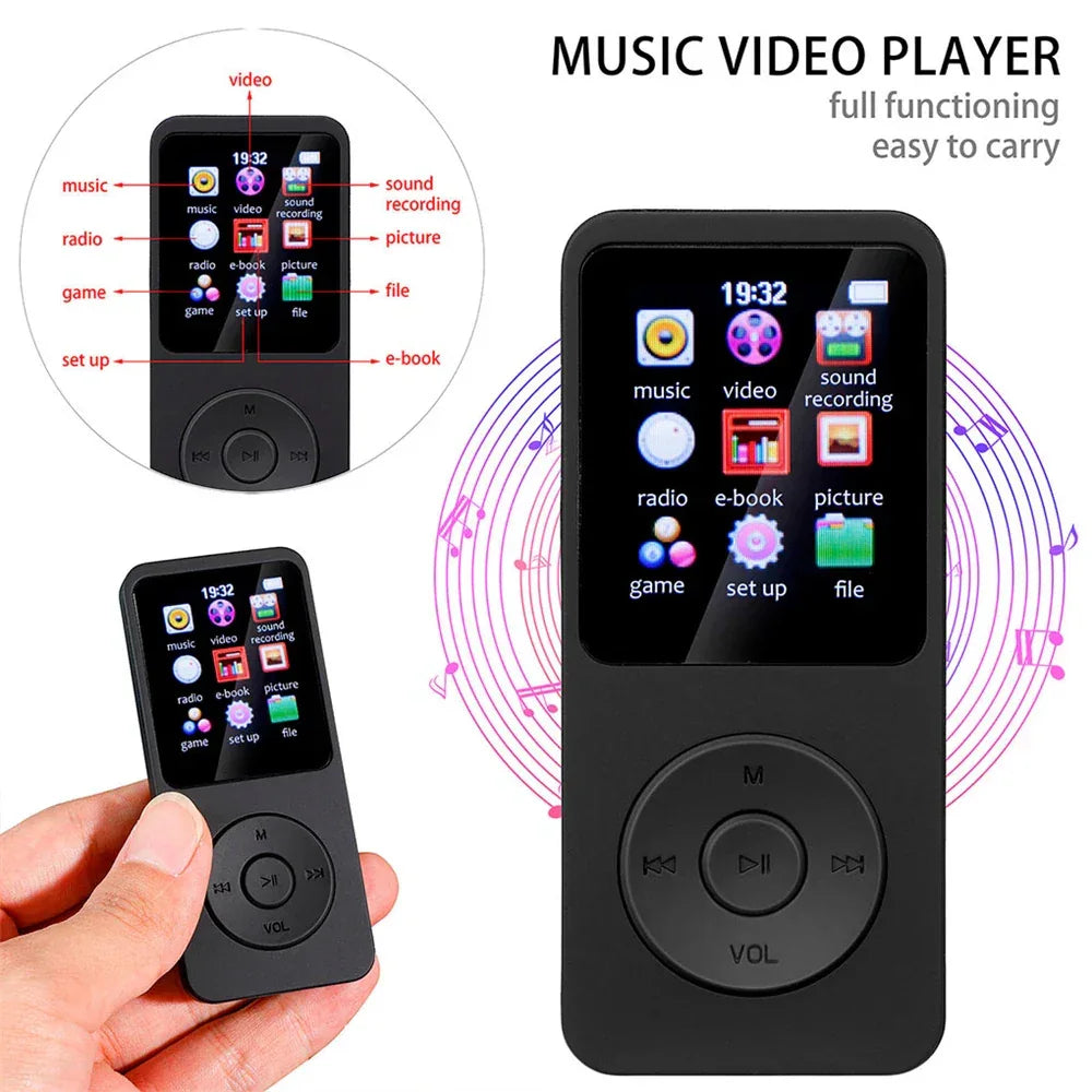 MP3 Player Outdoor Sports Fitness Mini Mp4/mp3 Support Bluetooth Lossless Hifi Music Player FM Radio Recorder Sport 128GB