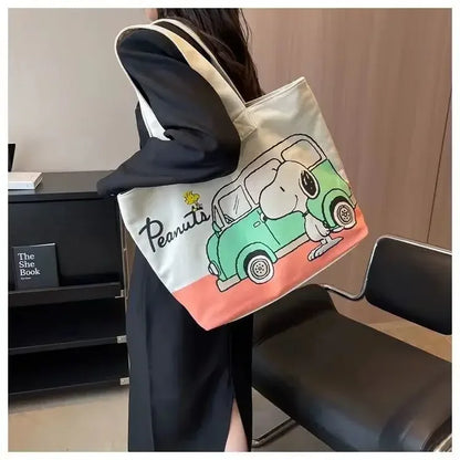 Snoopy Girl New Cute Cartoon Fashion Versatile Casual Travel Lightweight Large Capacity Storage Shoulder Portable Canvas Bag
