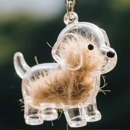 Cute Clear Puppy Hair Memorial DIY Pendant Keychain Decor Keepsake Capsule Pet's Dog Fur Container Pet Lovers Home Display Gifts