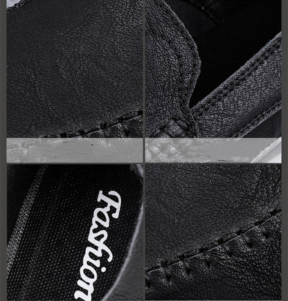 Fashion Men Casual Leather Shoes Luxury Italian Soft Men Loafers Handmade Moccasins Men Breathable Slip on Boat Shoes Plus Size