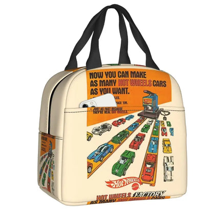 Custom Hot Wheels For Fans Thermal Insulated Lunch Bag Cartoon Sport Car Portable Lunch Container Travel Multifunction Food Box