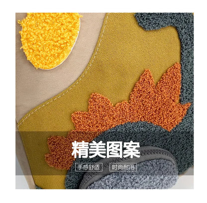 New Embroidery Sun Long Neck Small Dinosaur Backpack Hook Hair Embroidered Cartoon Canvas Kindergarten Children Backpack