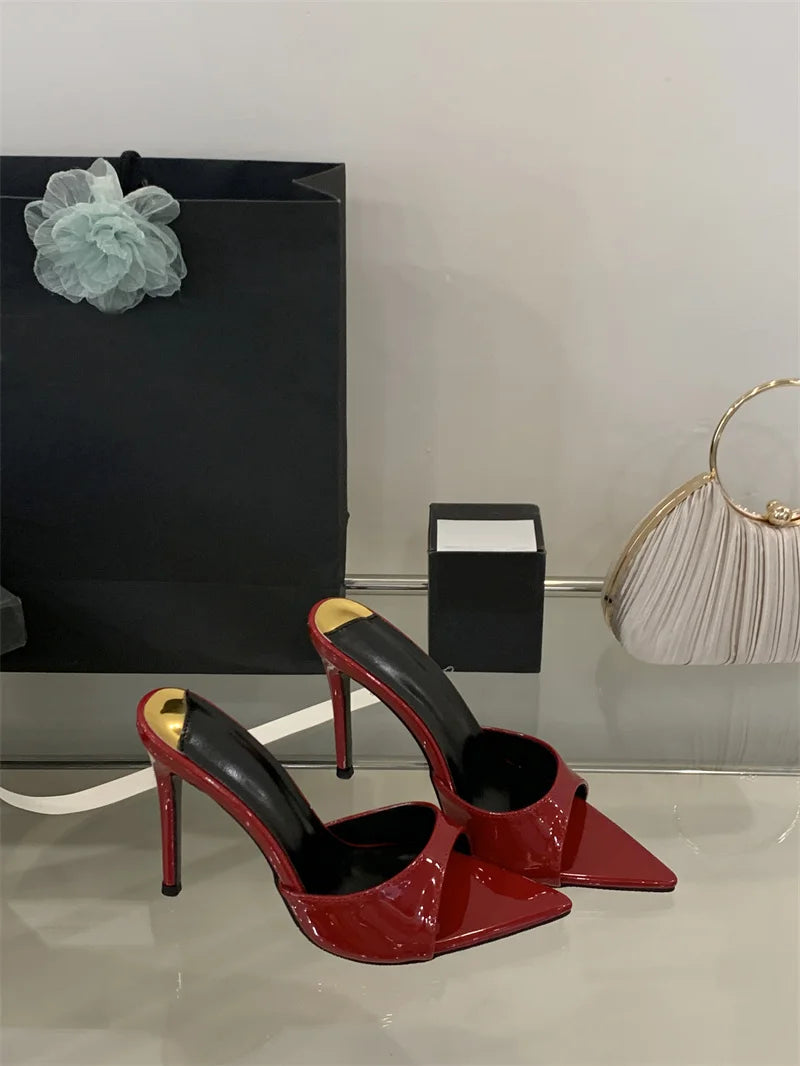 Hlieny 2026 Summer Fashion Stiletto Heels Women Pointed Toe Slippers Banquet Dress Sandals Party Wedding Mule Slides Shoes
