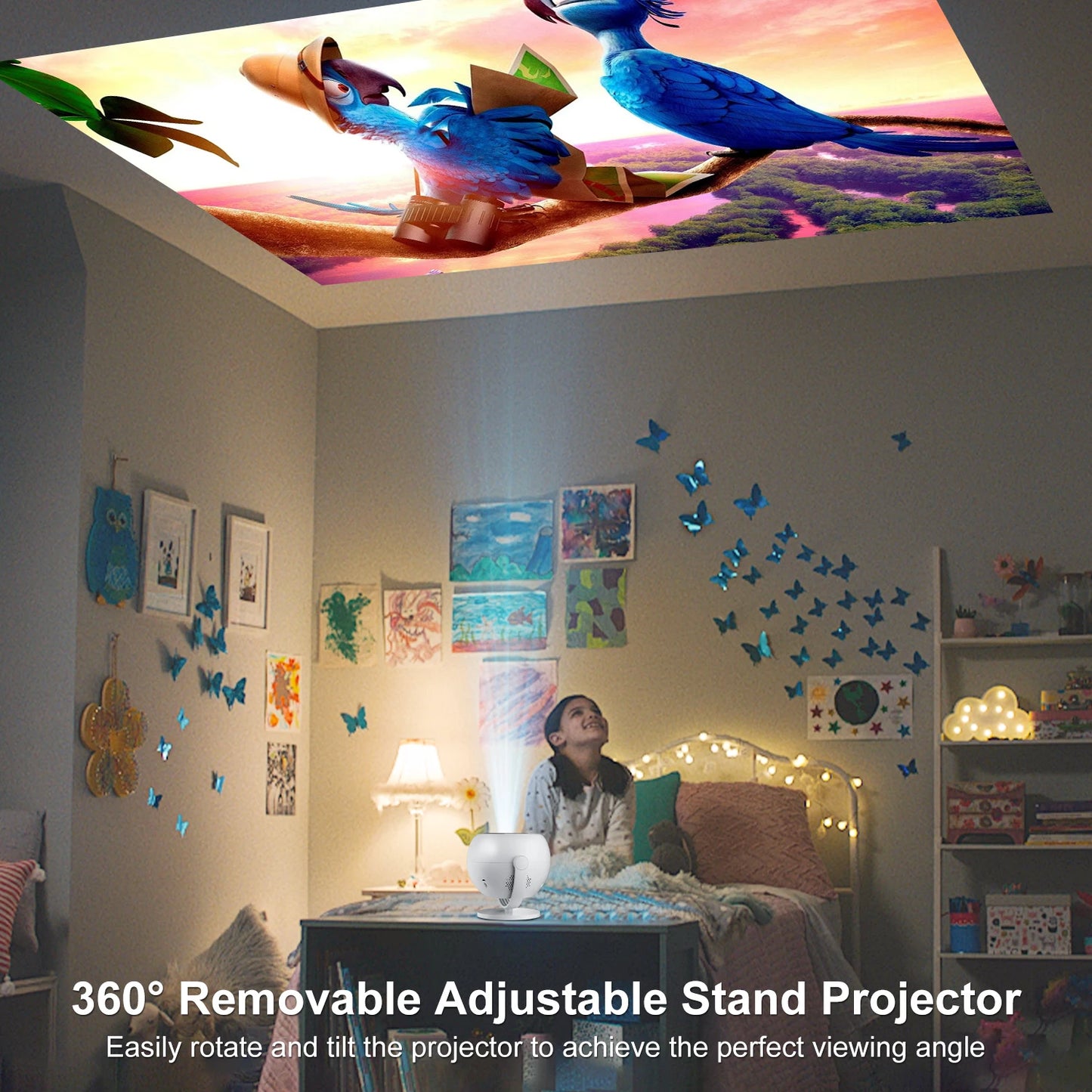 XBJ Spherical Home Theater 4K Projector, Android WiFi 6 BT 5.0 Auto Keystone 360° Rotation Portable Video Projector for Outdoor