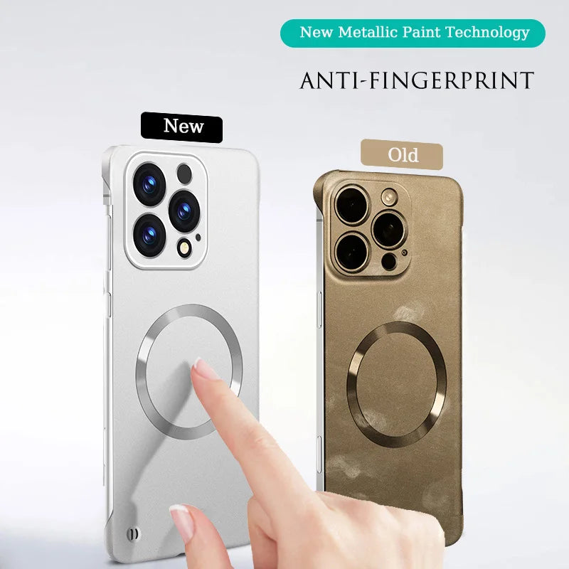 New Slim Thin Matte Metal Painted PC Magnetic Case For Magsafe iPhone 17 Air 17 16 15 14 13 12 Pro Max Plus Frameless Cover