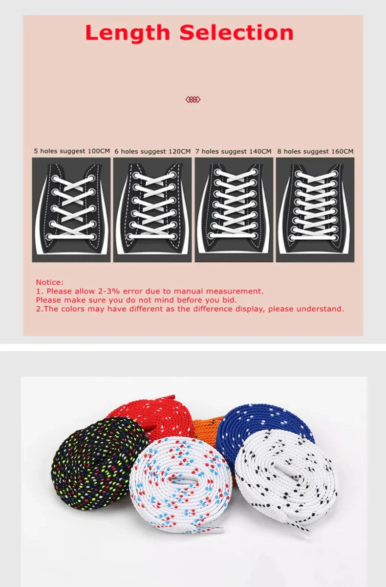 1Pair Mixed Color Shoe Laces Black and White Stripe Double Flat Shoelaces Sneakers Casual Shoes Shoelace