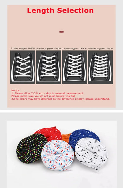 1Pair Mixed Color Shoe Laces Black and White Stripe Double Flat Shoelaces Sneakers Casual Shoes Shoelace
