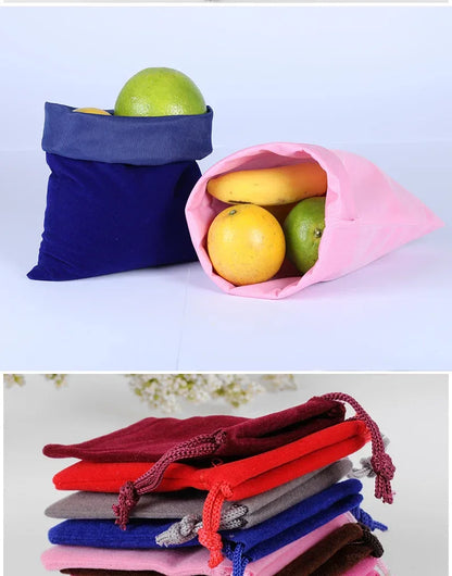25 Pieces/Batch 15x20 10x15 13x18 9x12 7x9 5x7cm Velvet Drawstring Bag With Jewelry Bag Christmas Wedding Gift Red Velvet Bag