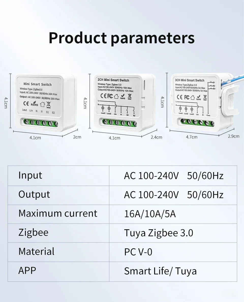 1/2/3 Channels 16A/10A/5A 100-240V Zigbee 3.0 Smart Wireless Switch Smart Home APP Voice Control Work with Alexa Google Home