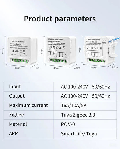 1/2/3 Channels 16A/10A/5A 100-240V Zigbee 3.0 Smart Wireless Switch Smart Home APP Voice Control Work with Alexa Google Home