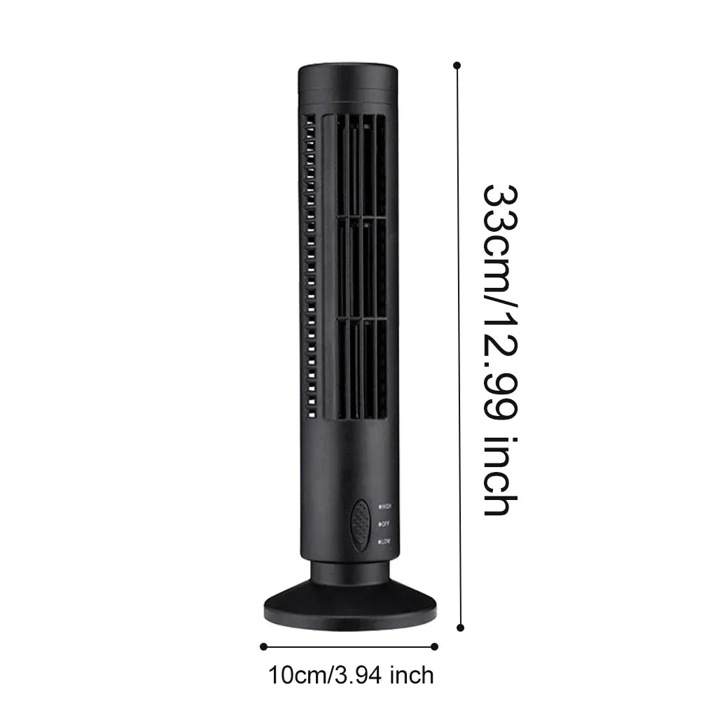 Bladeless Desktop Tower Fan Portable Electric Fan Air Cooler 2 Wind Speed Cooling Air Conditioner Standing Fan for Home Office