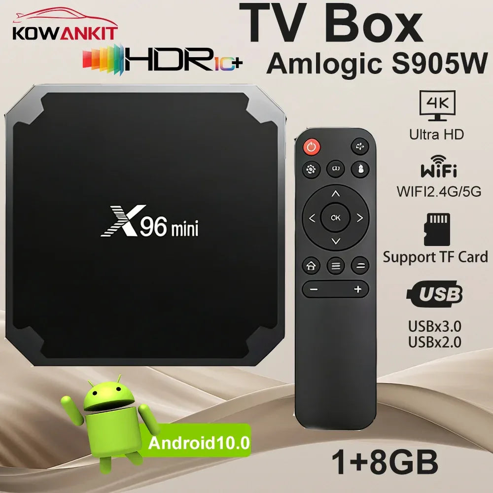 2026 4K UHD HDR 10+ Smart Tv Box Android 10 X96 Mini 4G WiFi TV Stick S905W Quad Core 1+8GB Multimedia Player TV Box