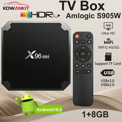 2026 4K UHD HDR 10+ Smart Tv Box Android 10 X96 Mini 4G WiFi TV Stick S905W Quad Core 1+8GB Multimedia Player TV Box