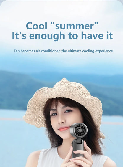 Midea Ice Compress Handheld Fan Portable Outdoor Usb Digital Display Folding Refrigeration High Speed Violent Turbine Small Fan