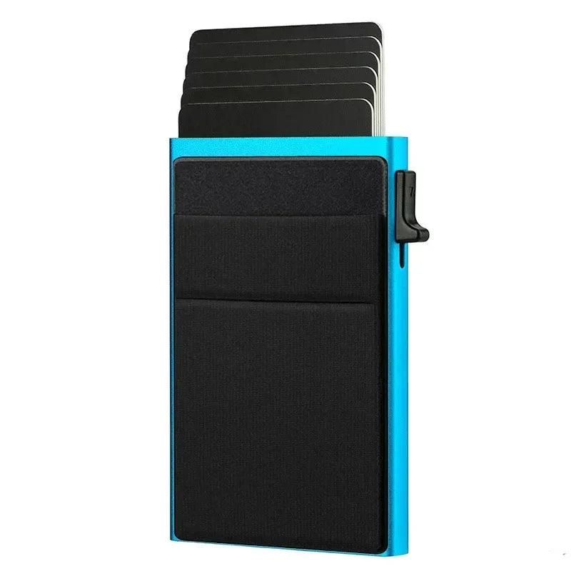 Slim RFID Blocking Metal Wallet for Men - Minimalist Smart Magic Card Case Holder with Protection for Bank ID and Credit Cards
